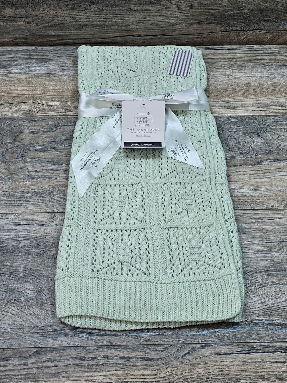 Rachel Ashwell The Farmhouse Knit Baby Blanket Green